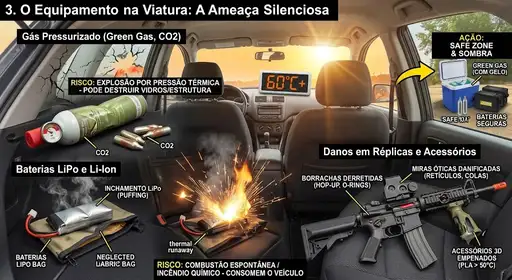 Perigos do equipamento deixado na viatura