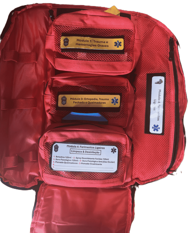 Mochilas de Primeira Intervenção Tática e Emergência Médica de nível intermédio